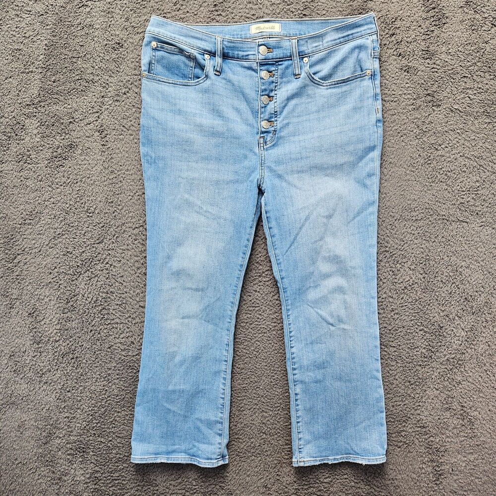 Madewell Jeans Women Size 31 Blue‎ Denim Cali Demi-Boot Button Front
